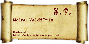 Wolny Valéria névjegykártya